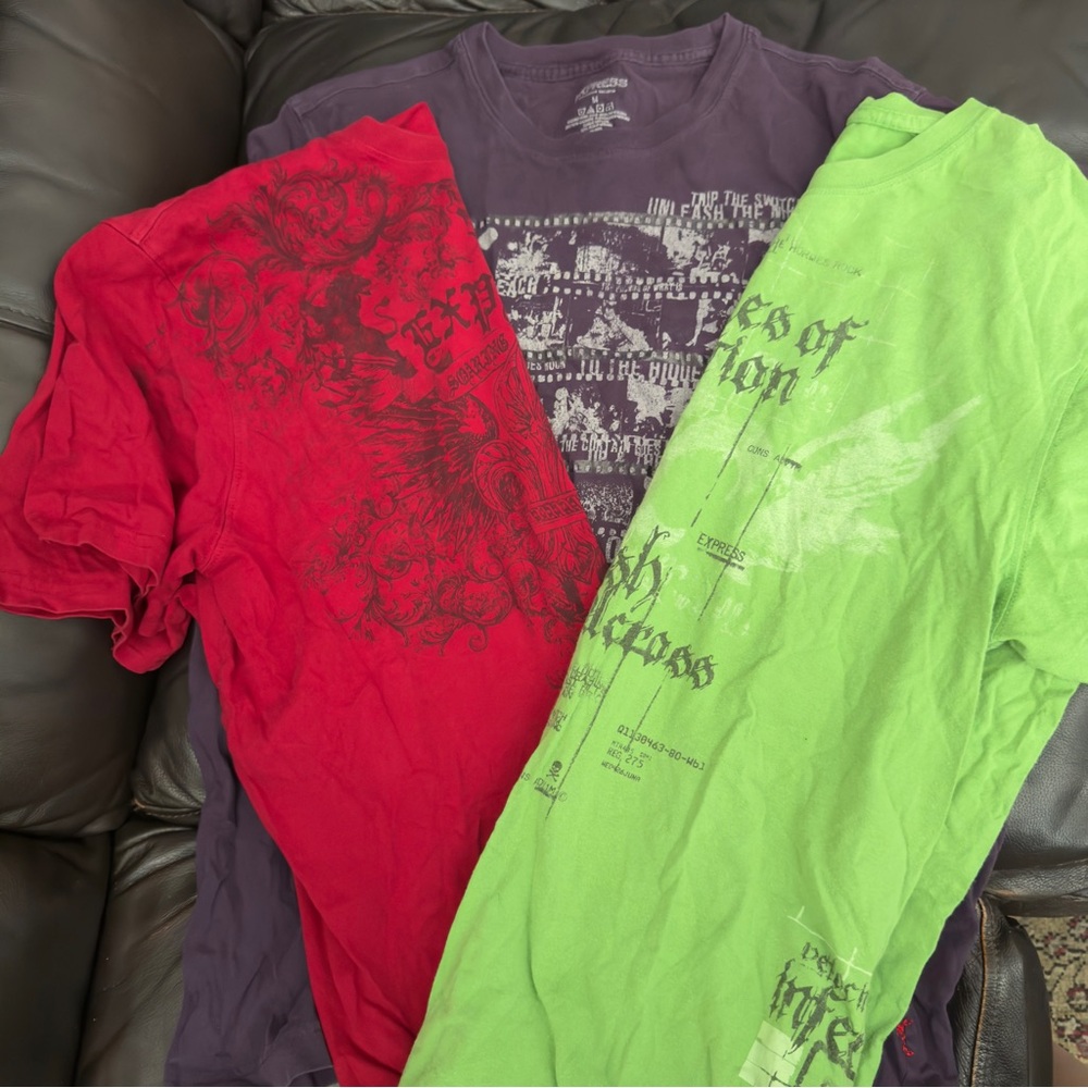 Express Graphic Tee 3-pk - Red, Lime Green & Purple Shirts